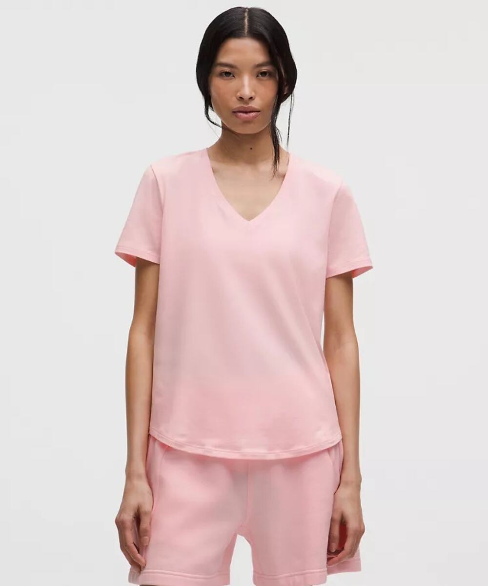 Lululemon Athletica Love Short Sleeve V-Neck T-Shirt Pink Pearl 8 / Medium